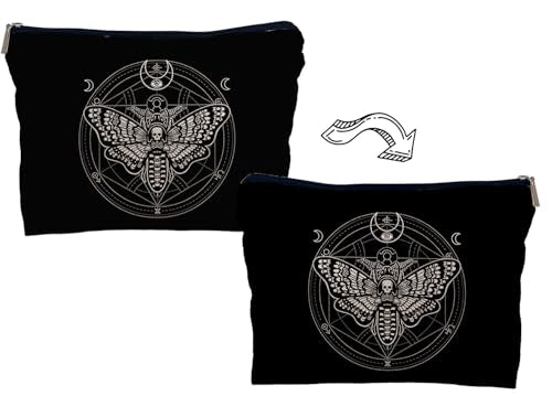Moth Head Makeup Bag - Gothic Witchy Cosmetic Organizer for Women