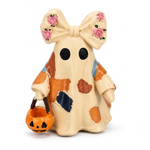 Halloween Ghost Night Light Statue with Pumpkin Basket - Style 1