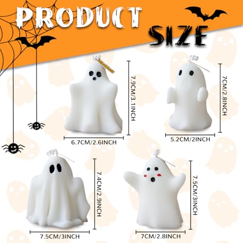 Halloween Ghost Scented Candles Set - 4 Tea Light Decorative Candles
