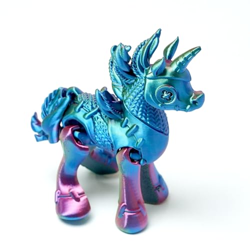 RGB 3D Printed Unicorn Toy Figurine - Flexible Joint Fantasy Decor & Fidget Gift