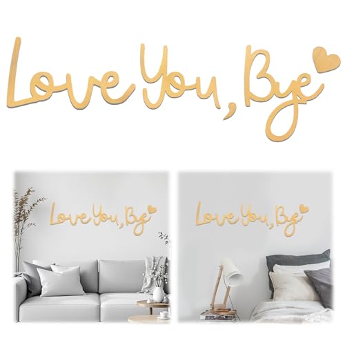 Large Gold Love You Bye Sign - Heartfelt Wall Decor for Entryway - Variation: Style 1-Gold