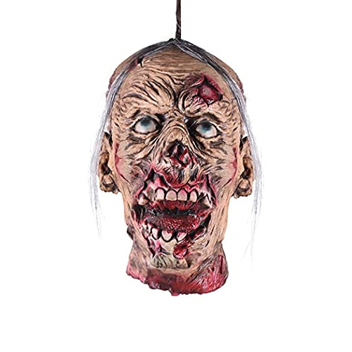 Halloween Zombie Head Hanging Decor - Bloody Severed Head Prop for Haunted House Scarecrow