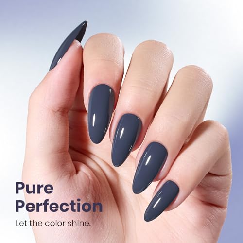 Beetles Dark Grey Gel Polish - 15ML Navy Crown Blue + Creme Grey Variation