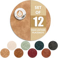 Camel Round Washable Heat-Resistant Placemats Set of 12 - Waterproof Faux Leather Table Mats for Kitchen & Dining