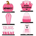 Pink Halloween Wooden Centerpieces Set - Trick or Treat Table Decor
