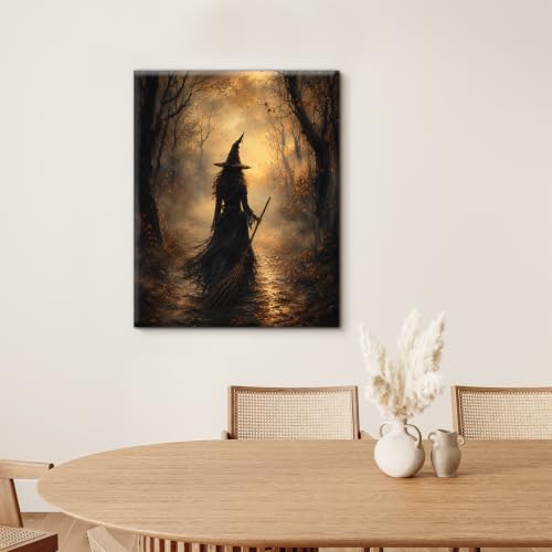 Halloween Witch Canvas Wall Art - Dark Forest Witch Wall Decor - Variation of THIS listing