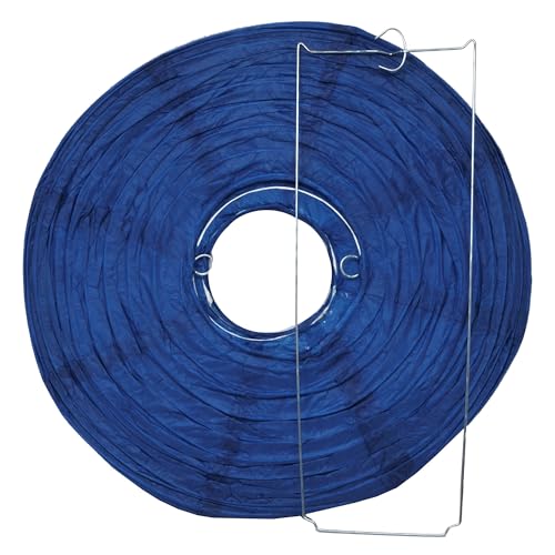 Navy Blue Paper Lanterns - 12 Inch Round Hanging Decor - Reusable, Indoor & Outdoor Party Lighting