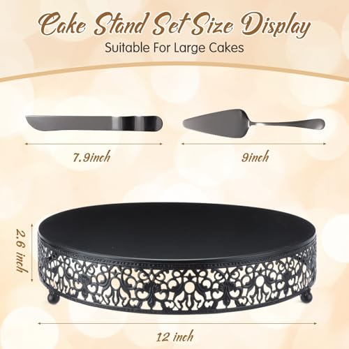 Black Halloween Cake Stand 12 Inch with Cutter Spatula - Elegant Dessert Display