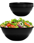 Black Plastic Serving Bowls 150oz, 4 Pack - Matte Finish, Durable & Large Capacity