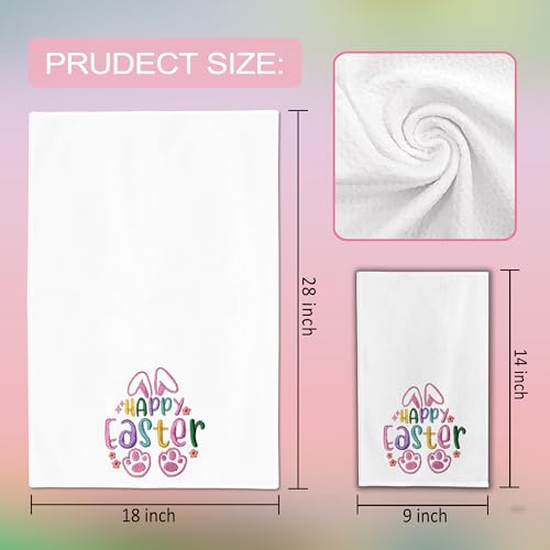 Easter Hand Towels Set of 2 - Pink Cotton Bunny Kitchen & Bathroom Decor 14x30 inches - Variation of Easter / 14x30 in