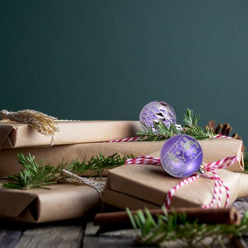 Unbreakable Christmas Ball Ornaments - Purple Silver, 2.36 Inch, 30 Pack - Holiday Tree Decor