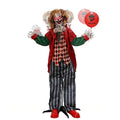 Halloween Animatronic Clown Decor - Life-Size Standing Haunted House Prop with Lighted Eyes & Sound
