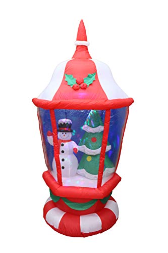 6 FT Outdoor Inflatable Christmas Lantern with Snowman & Tree, Color-Changing LED