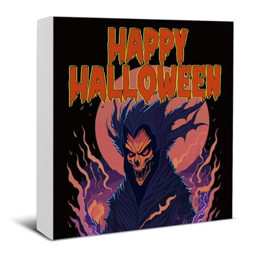 Halloween Wooden Sign Decor - Spooky Ghosts, 5x5 Inches