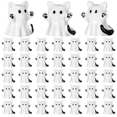 Mini Ghost Cat Figurines Set - 100 Pieces Halloween Decoration, Cat-Themed Resin Ornaments - Variation of THIS listing: Cat