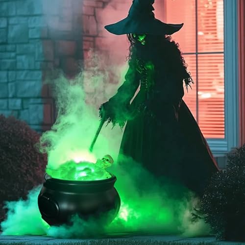Halloween Witch's Cauldron Decoration with Skeleton & LED Lights - Indoor & Outdoor Party Decor