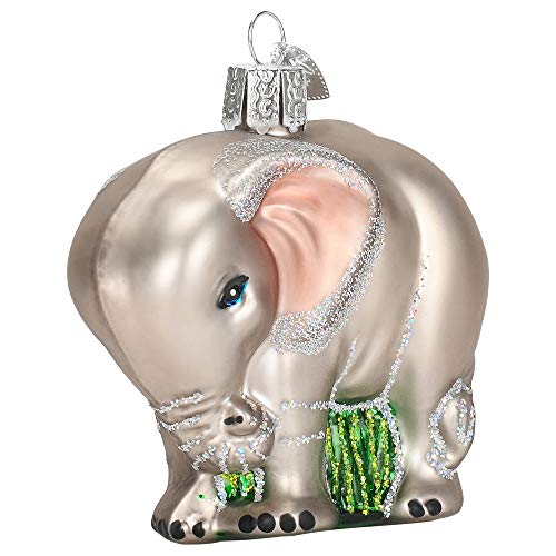 Baby Elephant Glass Blown Christmas Ornament - Handcrafted Holiday Decor