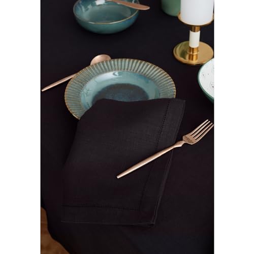 Black Linen Tablecloth 70 x 90 Inch - Sonoma Pure European Flax, Rectangular, Handcrafted