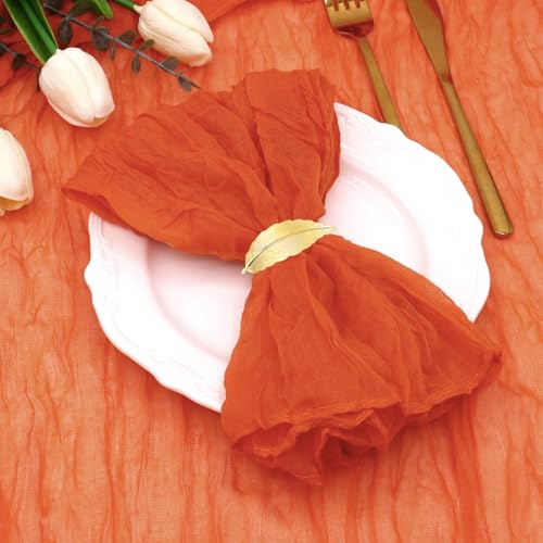 Orange Cheesecloth Napkins Set of 12 Fall Dinner Table Decor - Rustic Chic