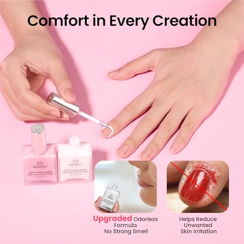 Pink & White Odorless Liquid Latex for Nails - 2 Pcs Peel-Off Cuticle Guard