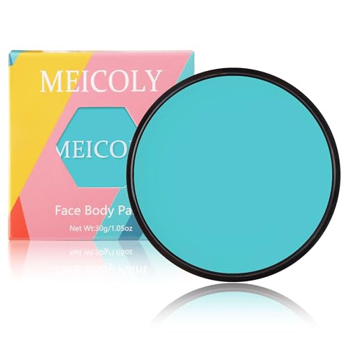 Teal Face Body Paint - Water Based Washable Cosplay Peacock Face Makeup