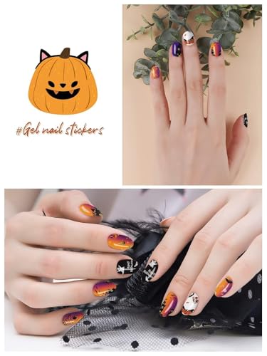 Halloween Cured Gel Nail Polish Strips - Full Wrap Nail Art Stickers - Variation A