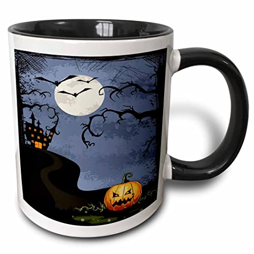 Halloween Haunted House with Moon Tree 11oz Two-Tone Mug - Classic