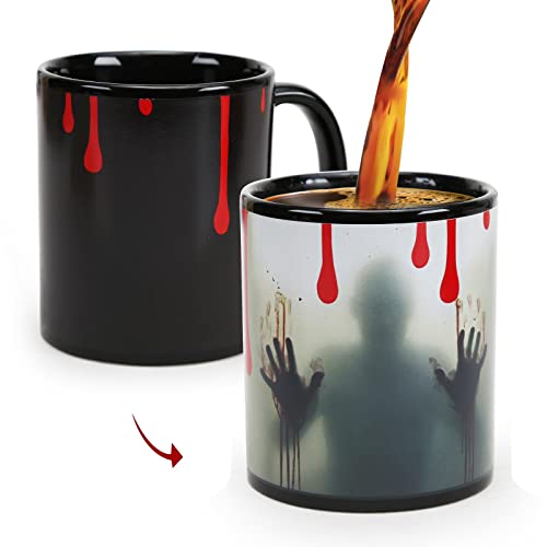 Color Changing Horror Coffee Mug - Walking Dead Zombie Design, 11oz Bloody Variant