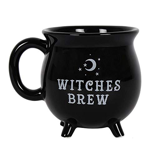 Witches Brew Black Ceramic Cauldron Mug - Halloween Gift, Witchcraft Coffee Cup