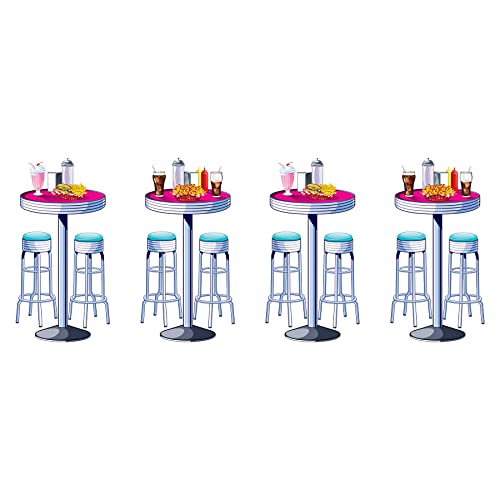 Retro 1950s Soda Shop Wall Decorations - 4 Piece Set for Parties & Events