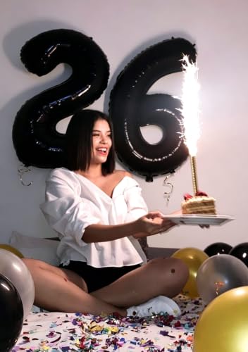 Black Number Balloons 20 for 20th Birthday Party Decorations - 40 Inch