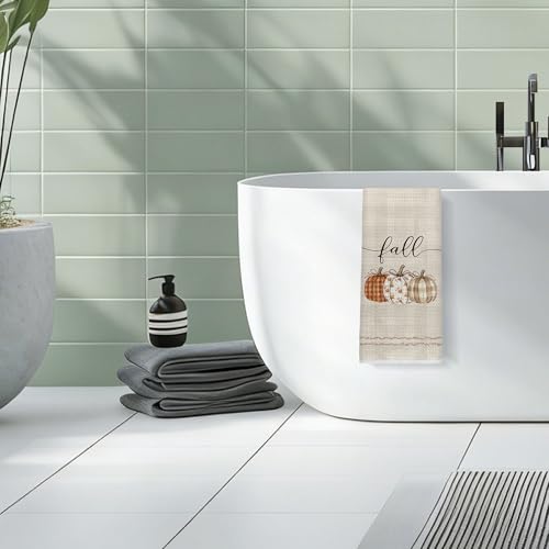 Country Fall Pumpkins Kitchen Dish Hand Towels - 16x24in - Decorative & Absorbent
