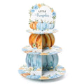 Blue Pumpkin Cupcake Stand 3-Tier Dessert Holder for Fall Parties