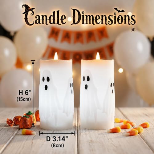 Fanna Halloween Ghost LED Candles Set of 2 with Remote - Flameless Indoor Decor