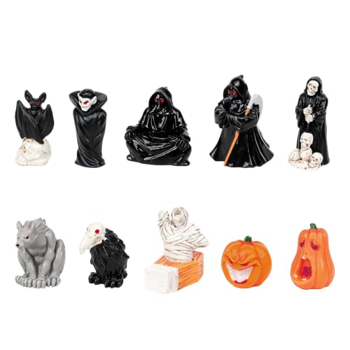 Mini Halloween Car Dashboard Figurines Set - Spooky Gothic Decor 10 PCS