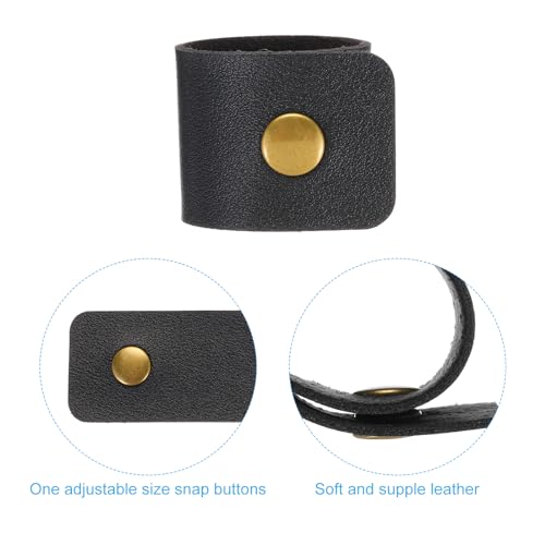 Leather Napkin Rings Set - Black 6 Pcs Rustic Table Decor for Weddings & Holidays