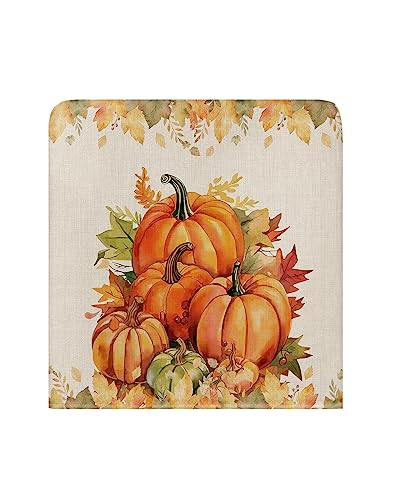 Fall Chair Cover Set of 4 - Autumn Leaves & Pumpkin Slipcovers for Dining Chairs