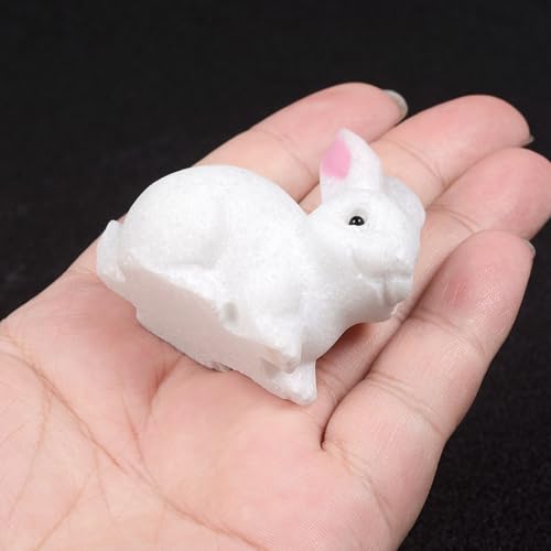Justinstones Matte White Marble Rabbit Figurine - Natural Gemstone Home Decor Gift