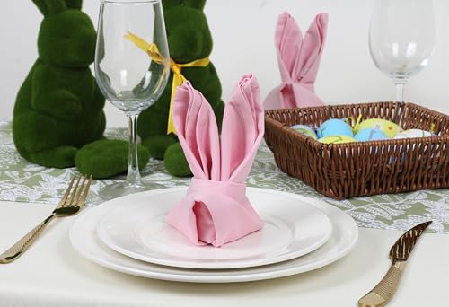 Pink Cloth Napkins Set of 8 - 18x18 Inch Microfiber Dinner Party Tableware