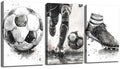 Soccer Canvas Wall Art 16x12 Inches - Black & White Football Decor for Sports Enthusiasts - Variation: Canvas Sports
