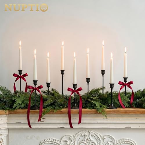 Halloween Candle Holder Set - Black Aluminum Taper Candle Holders for 6 Candlesticks - 2 Sets Included