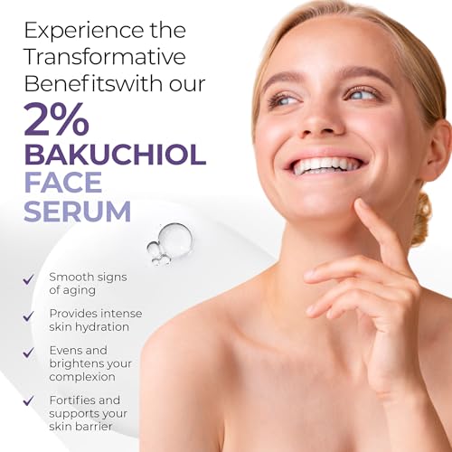 Bakuchiol Face Serum - Natural Retinol Alternative Extract - Renewal Facial Moisturizer - Vitamin C Pure Vegan Treatment - Para Las Arrugas