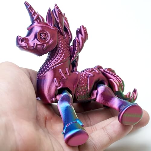 RGB 3D Printed Unicorn Toy Figurine - Flexible Joint Fantasy Decor & Fidget Gift