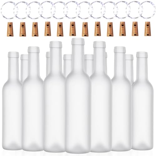 Frosted Wine Bottle Lights Set - 12 x 375ml Cork Fairy Lights with 30 LEDs