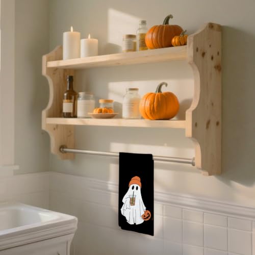 Halloween Kitchen Towels Black Ghost Pumpkin Decorative Hand Towel 16x24in