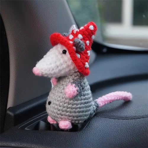 3PCS Opossum Car Charm Set - Swinging Rearview Mirror Decorations, Cute Aesthetic Car Accessories