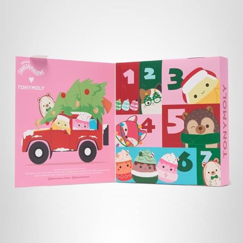 TONYMOLY x Squishmallows Advent Calendar 2025 – 7-Day Skincare Advent Calendar with Hand Cream, Lip Gloss, Sheet Masks & Cute advent calendar for girls