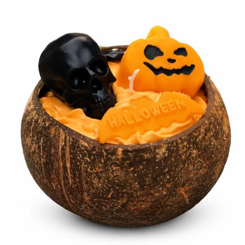 Halloween Skull Candle - Pumpkin Soy Wax Decor & Gift