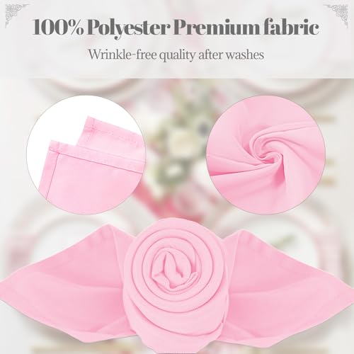 Pink Cloth Napkins - 8 Pack 17x17 Inches Reusable Polyester Tableware