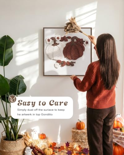 Halloween Pumpkin Wall Art Decor with 3D Tufting - Framed Fall Harvest